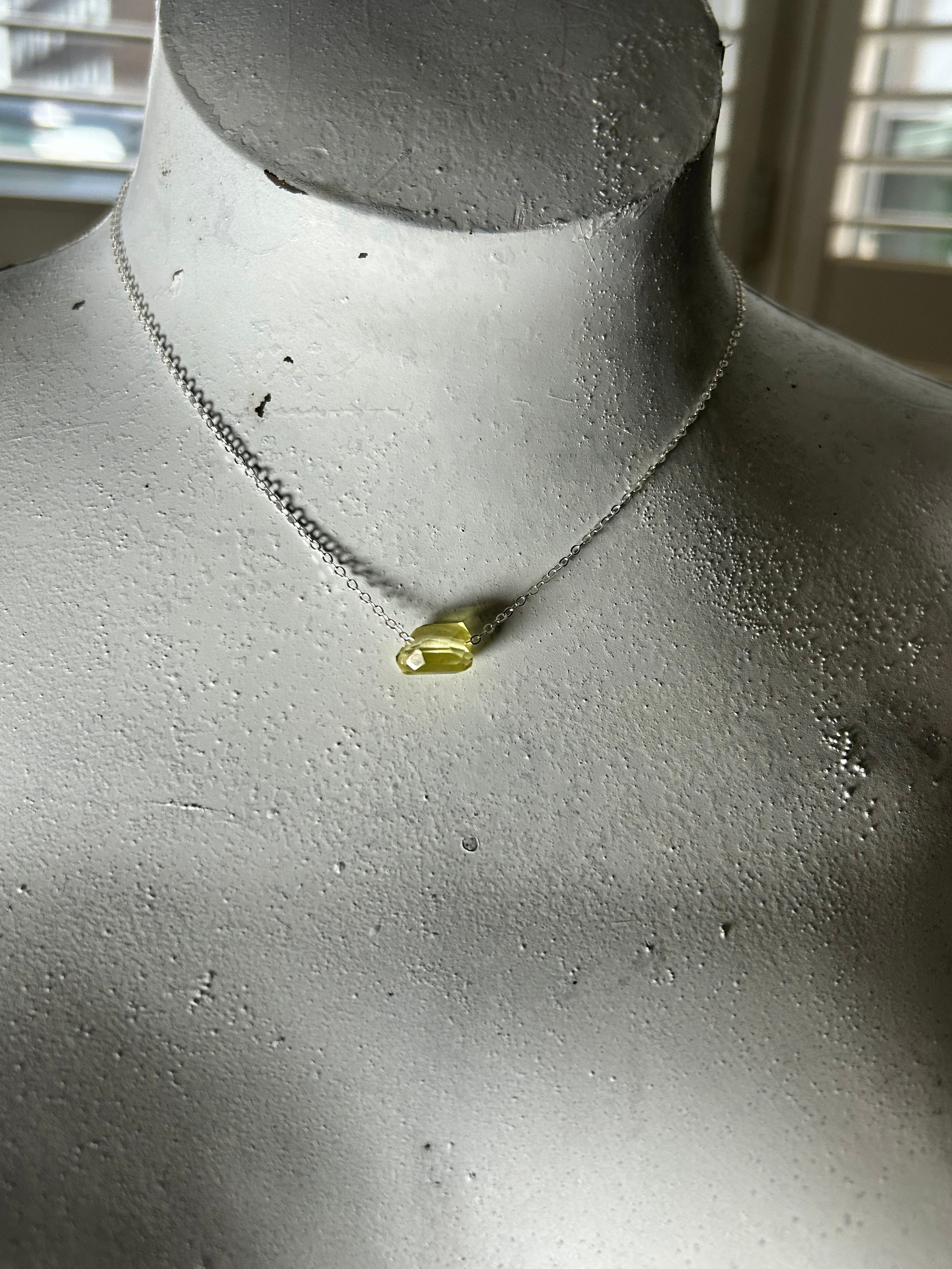 Lemon Quartz (13) on Sterling Silver Chain Necklace