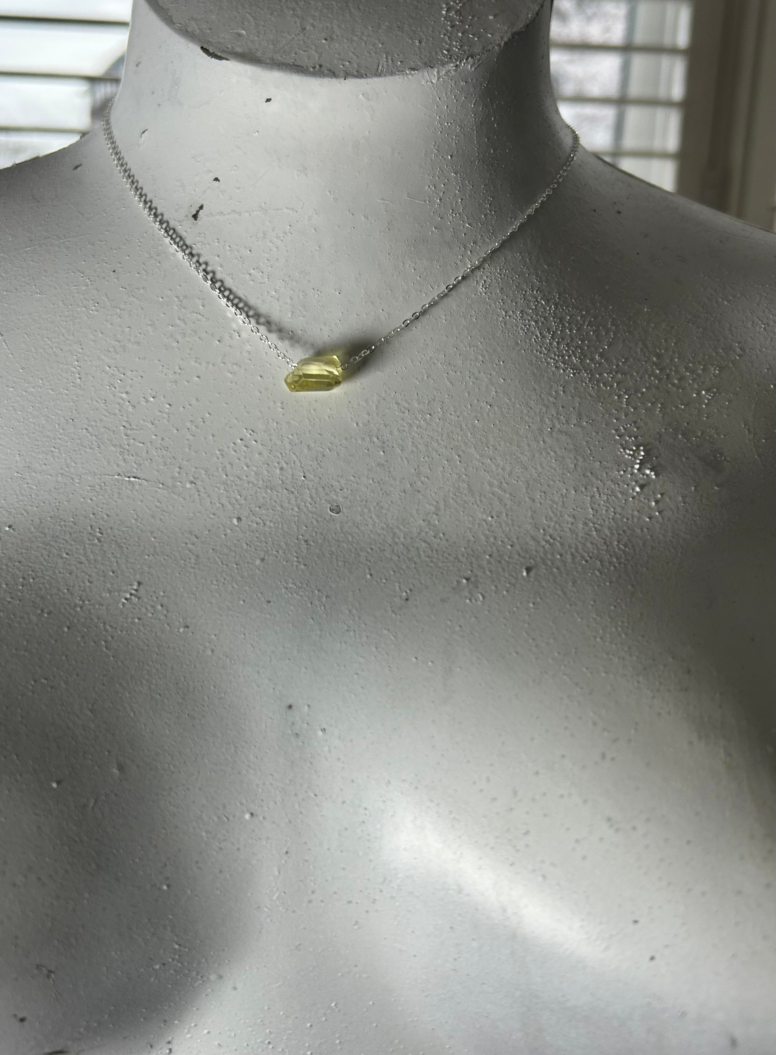 Lemon Quartz (13) on Sterling Silver Chain Necklace