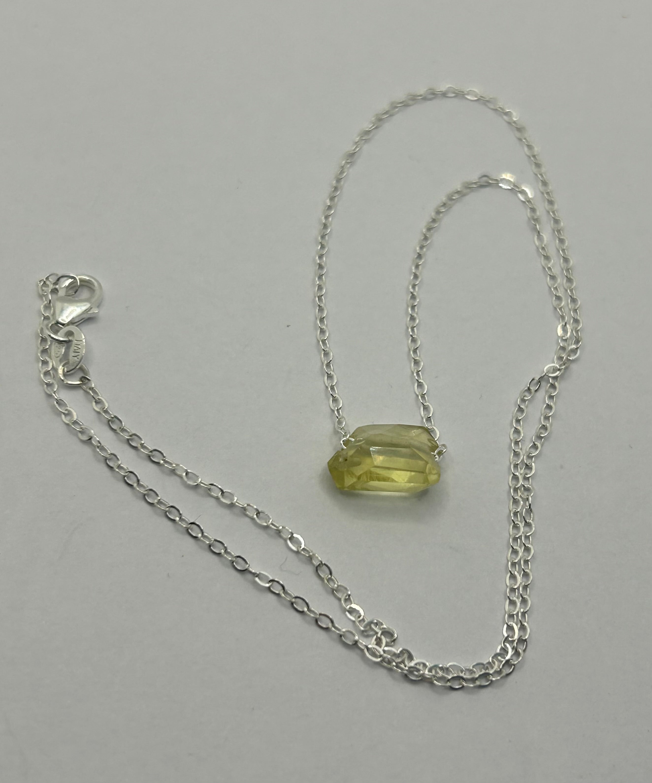 Lemon Quartz (13) on Sterling Silver Chain Necklace