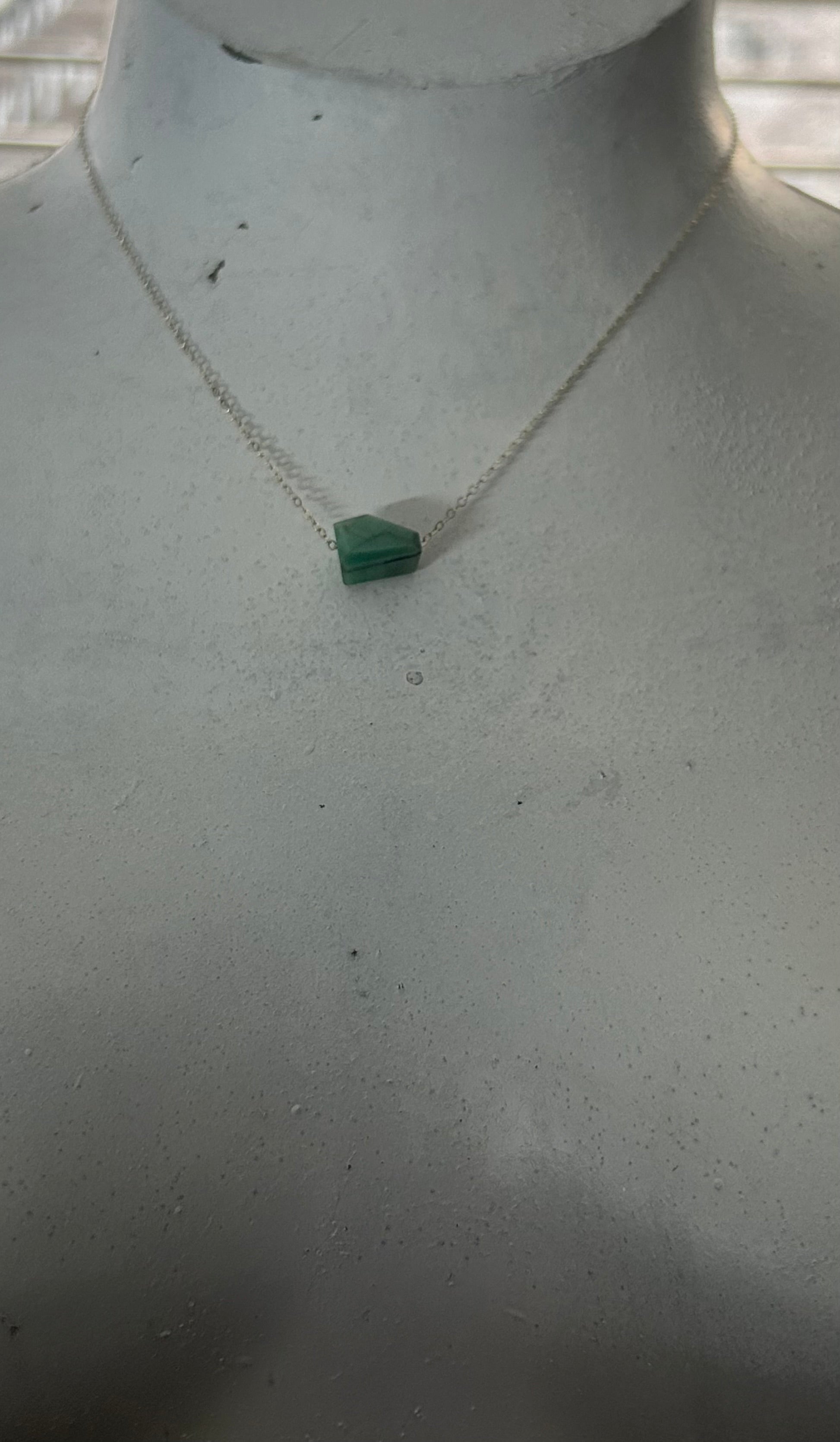Emerald (4) on Sterling Silver Chain Necklace