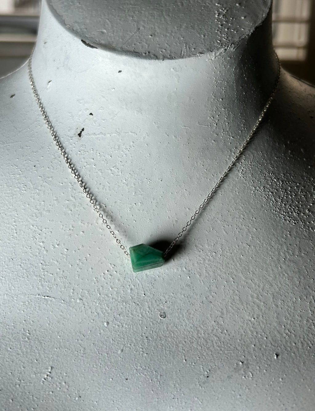 Emerald (4) on Sterling Silver Chain Necklace