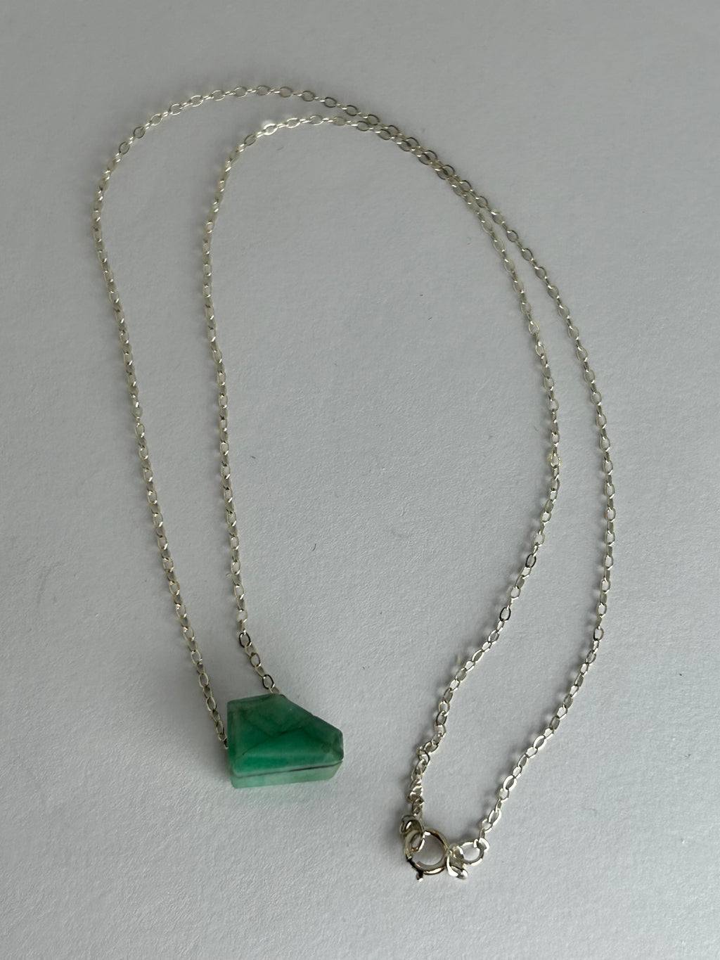 Emerald (4) on Sterling Silver Chain Necklace