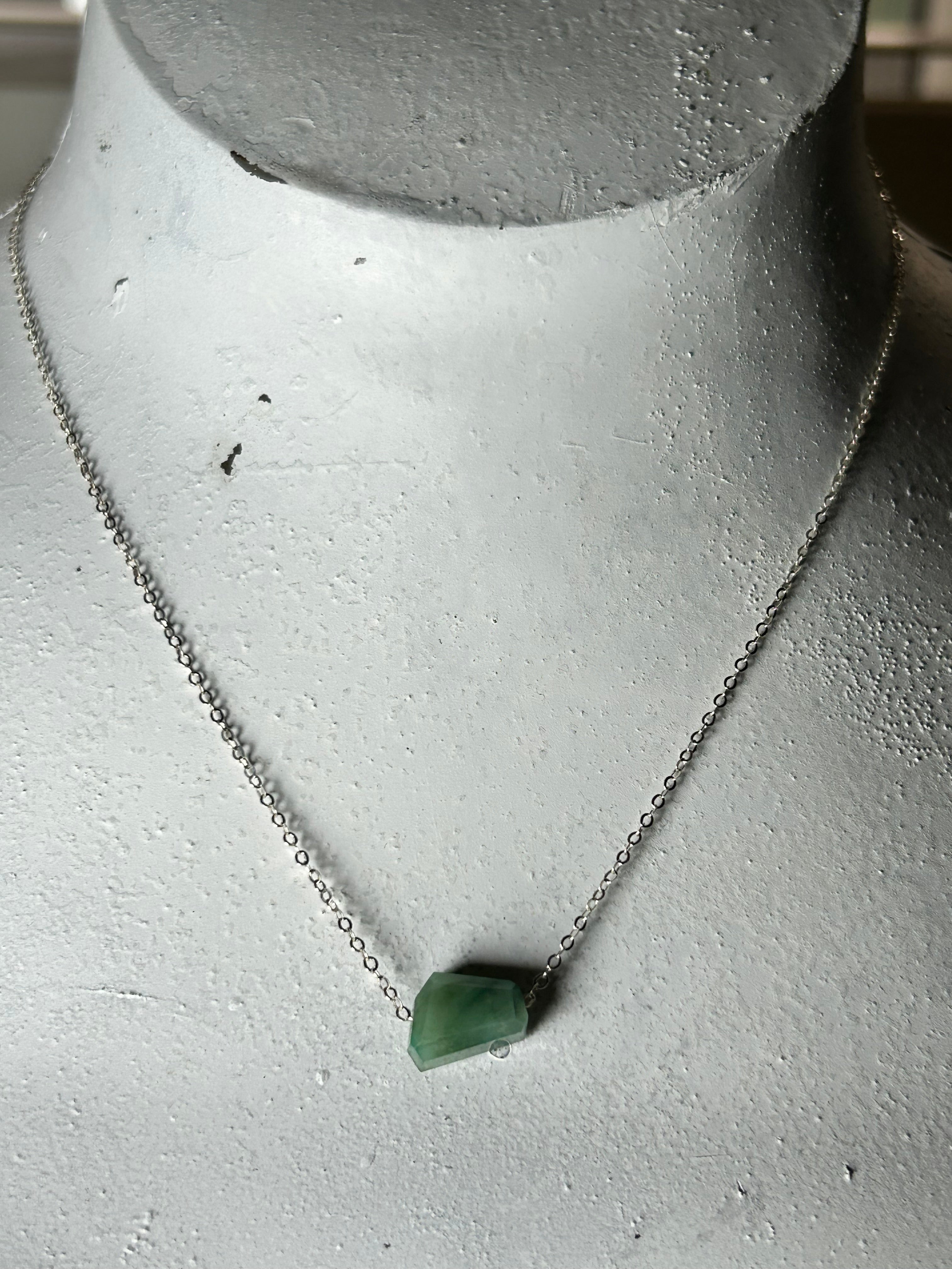 Emerald (5) on Sterling Silver Chain Necklace