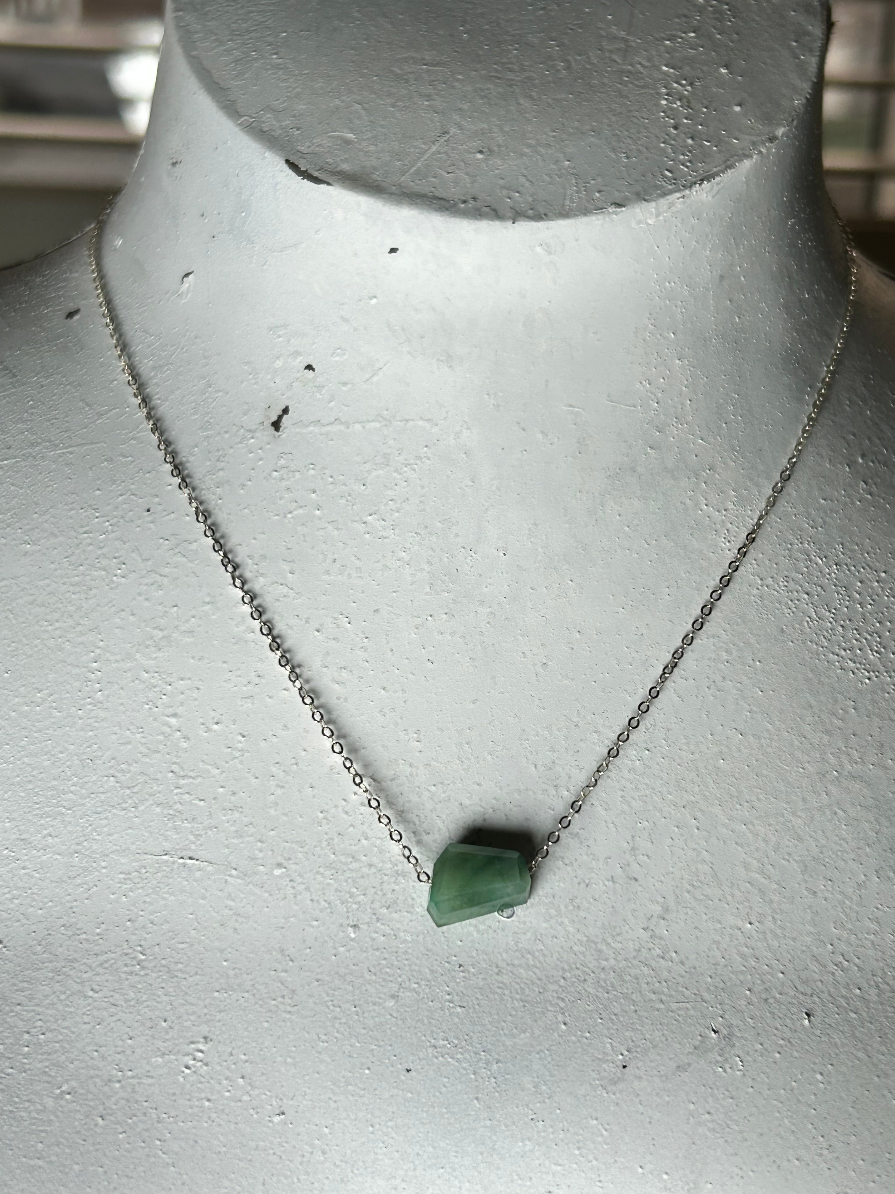 Emerald (5) on Sterling Silver Chain Necklace