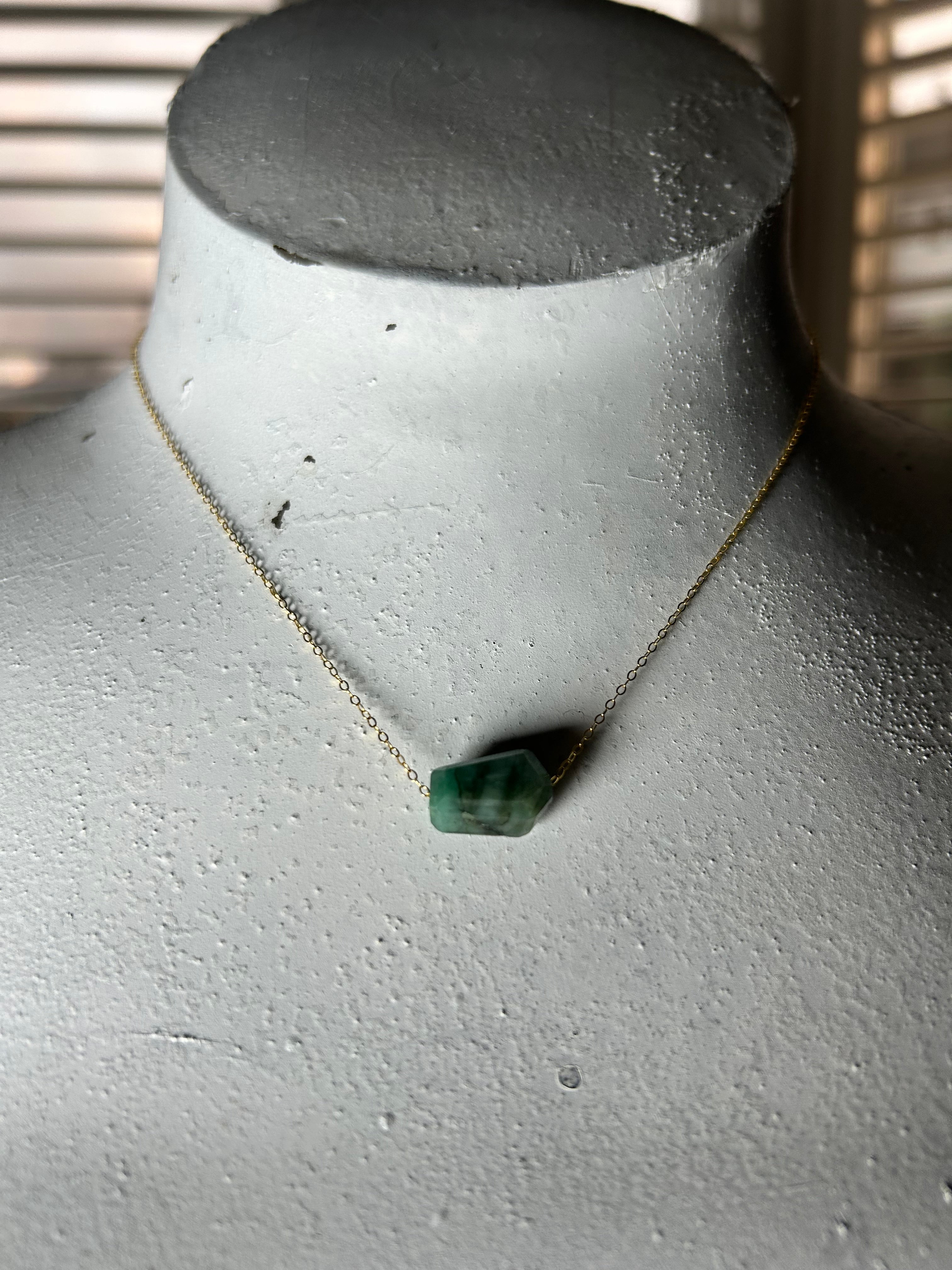 Emerald (2) on 14ct Gold Filled Chain Necklace