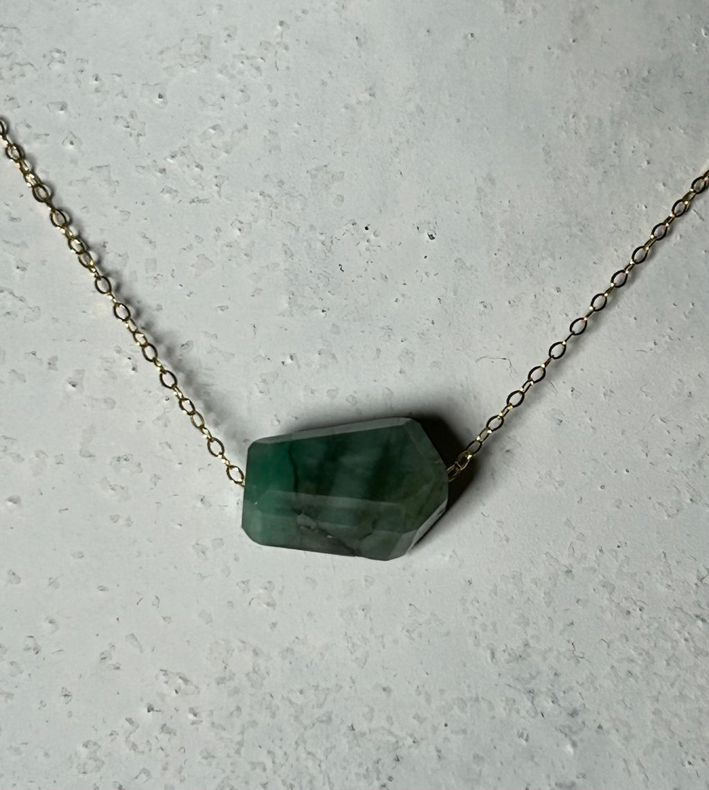 Emerald (2) on 14ct Gold Filled Chain Necklace