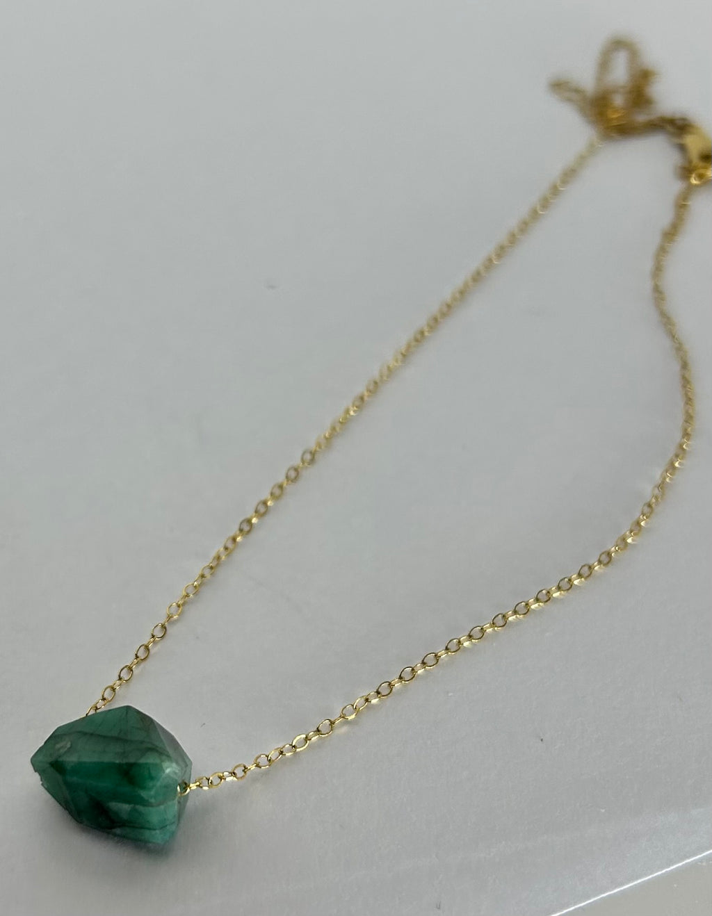 Emerald (3) on 14ct Gold Filled Chain Necklace