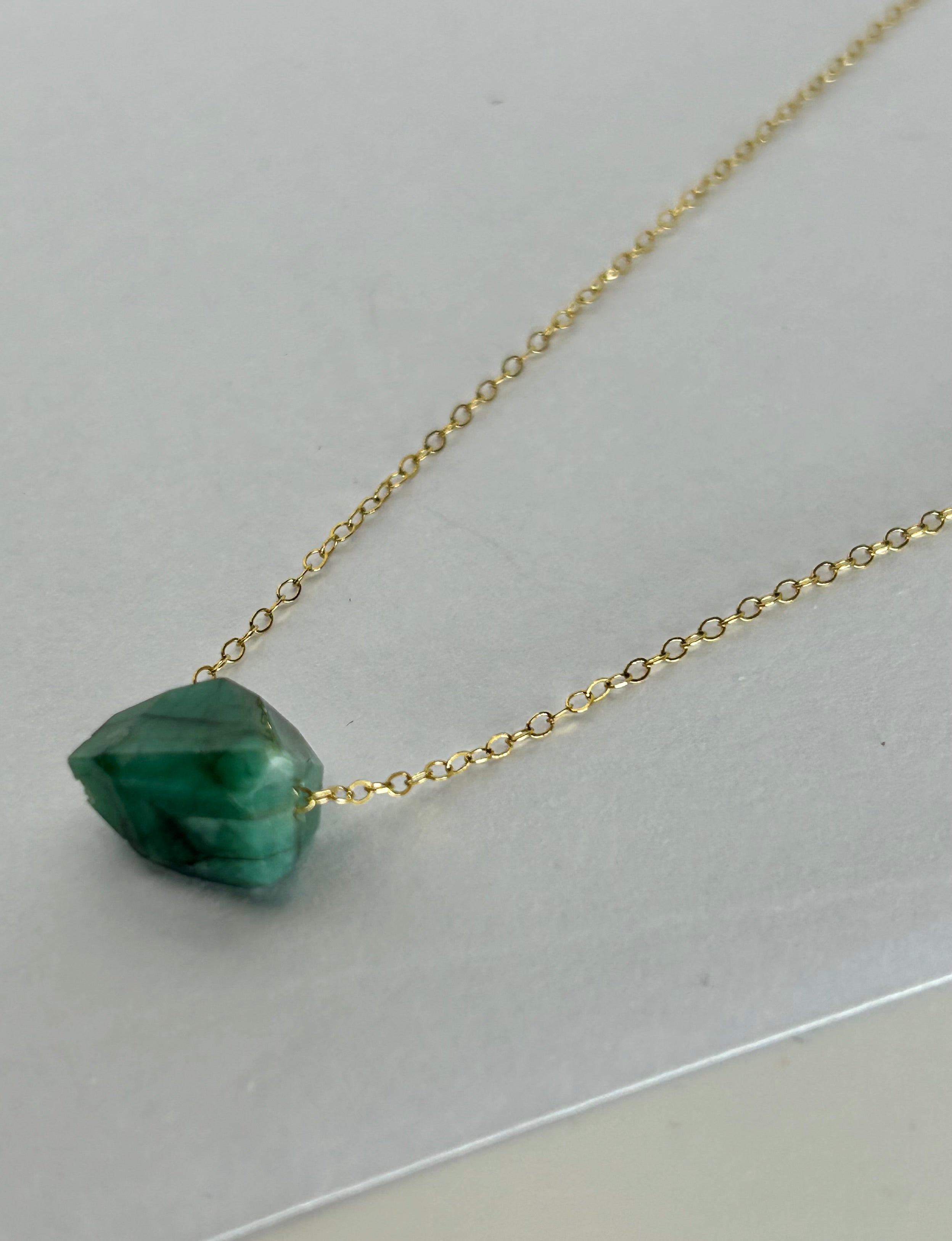 Emerald (3) on 14ct Gold Filled Chain Necklace
