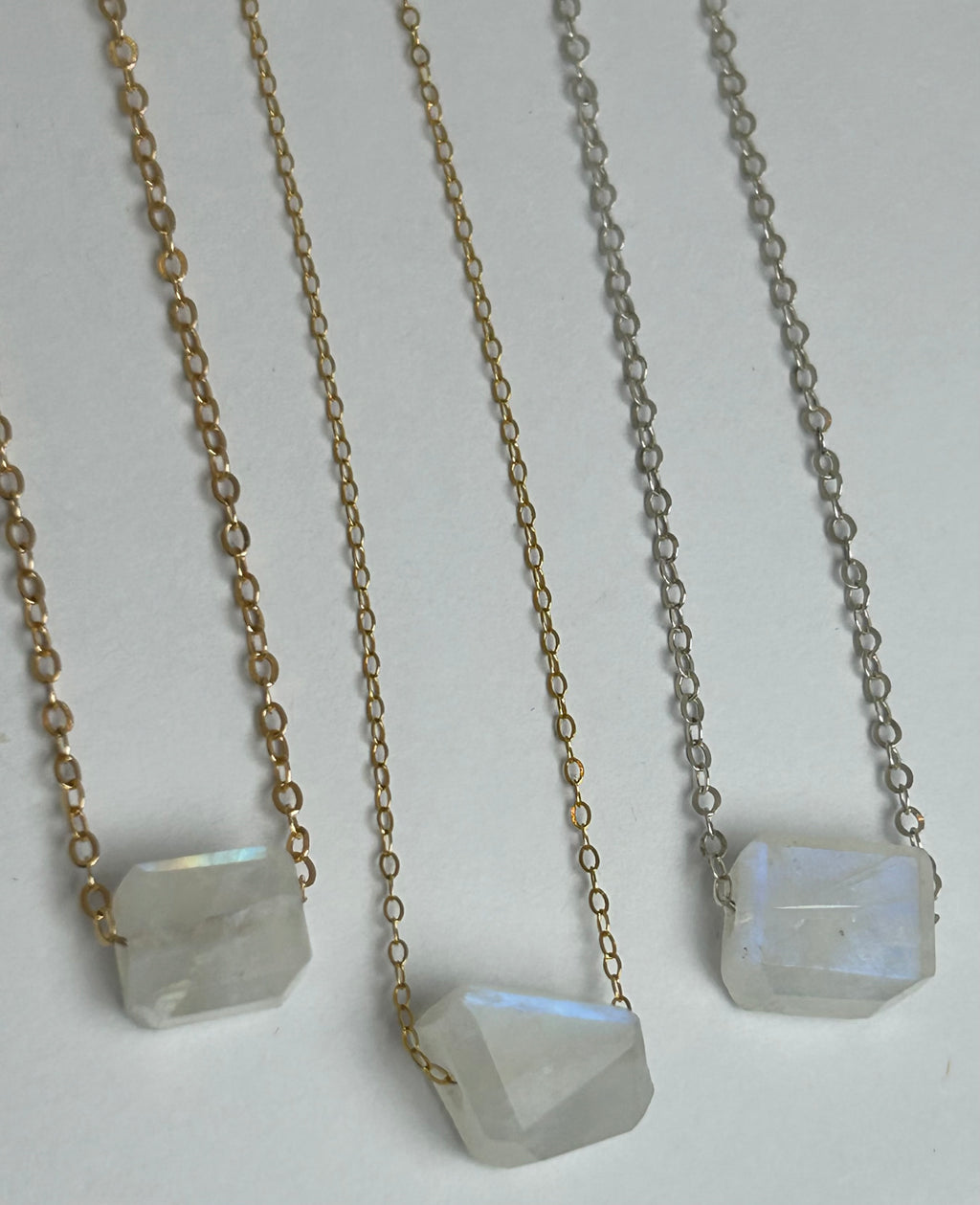 Rainbow Moonstone (7) on 14ct Gold Filled Chain Necklace