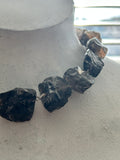 Smokey Quartz Rock Necklace on Silver Plate