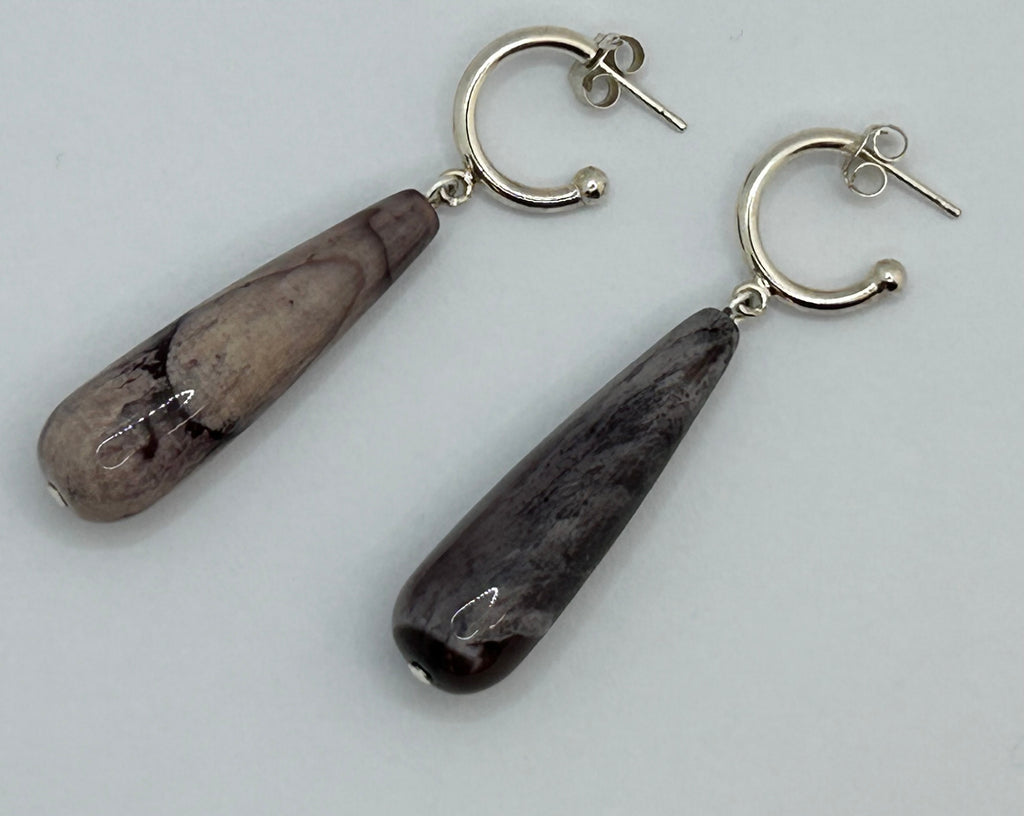 Lavendar Mookaite Teardrop Earrings