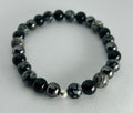 Snowflake Obsidian, Netstone, Hematite & Black Obsidian Bracelet