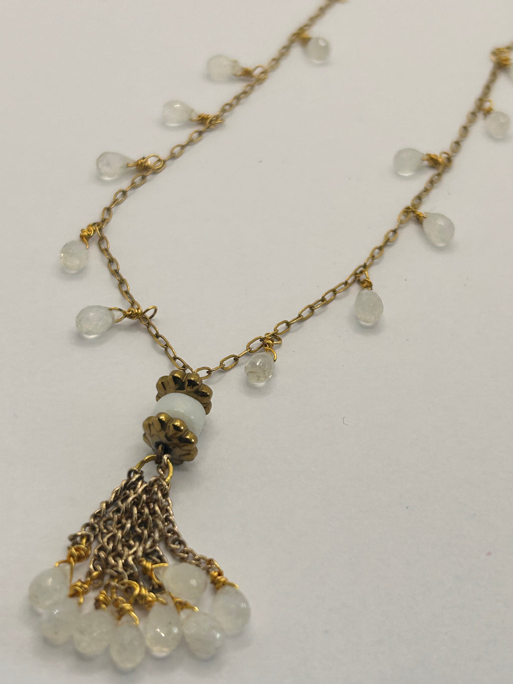 Rainbow Moonstone Tassle Necklace