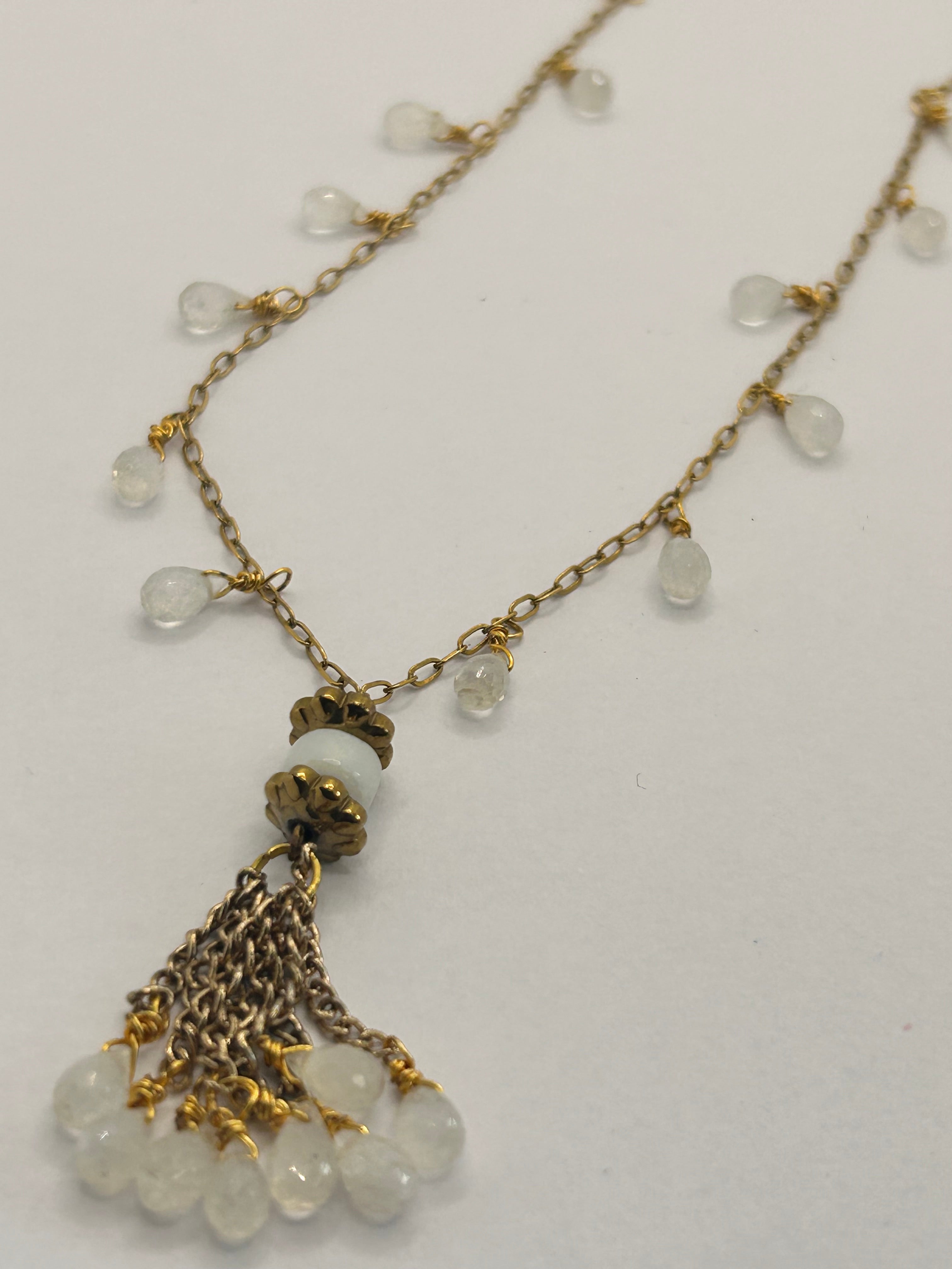 Rainbow Moonstone Tassle Necklace