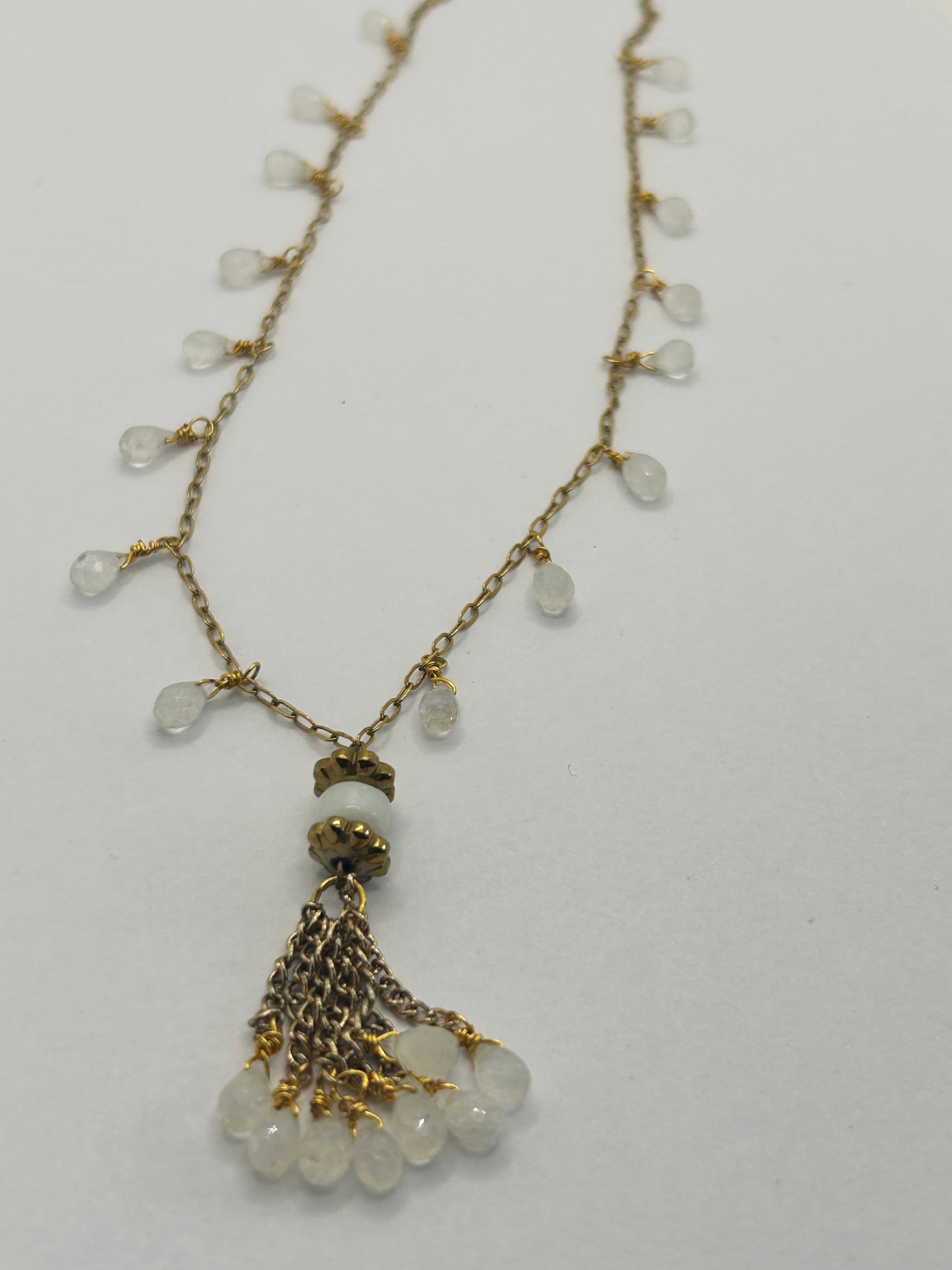 Rainbow Moonstone Tassle Necklace