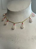Rose Quartz Faceted Teardrop & Kyanite Necklace