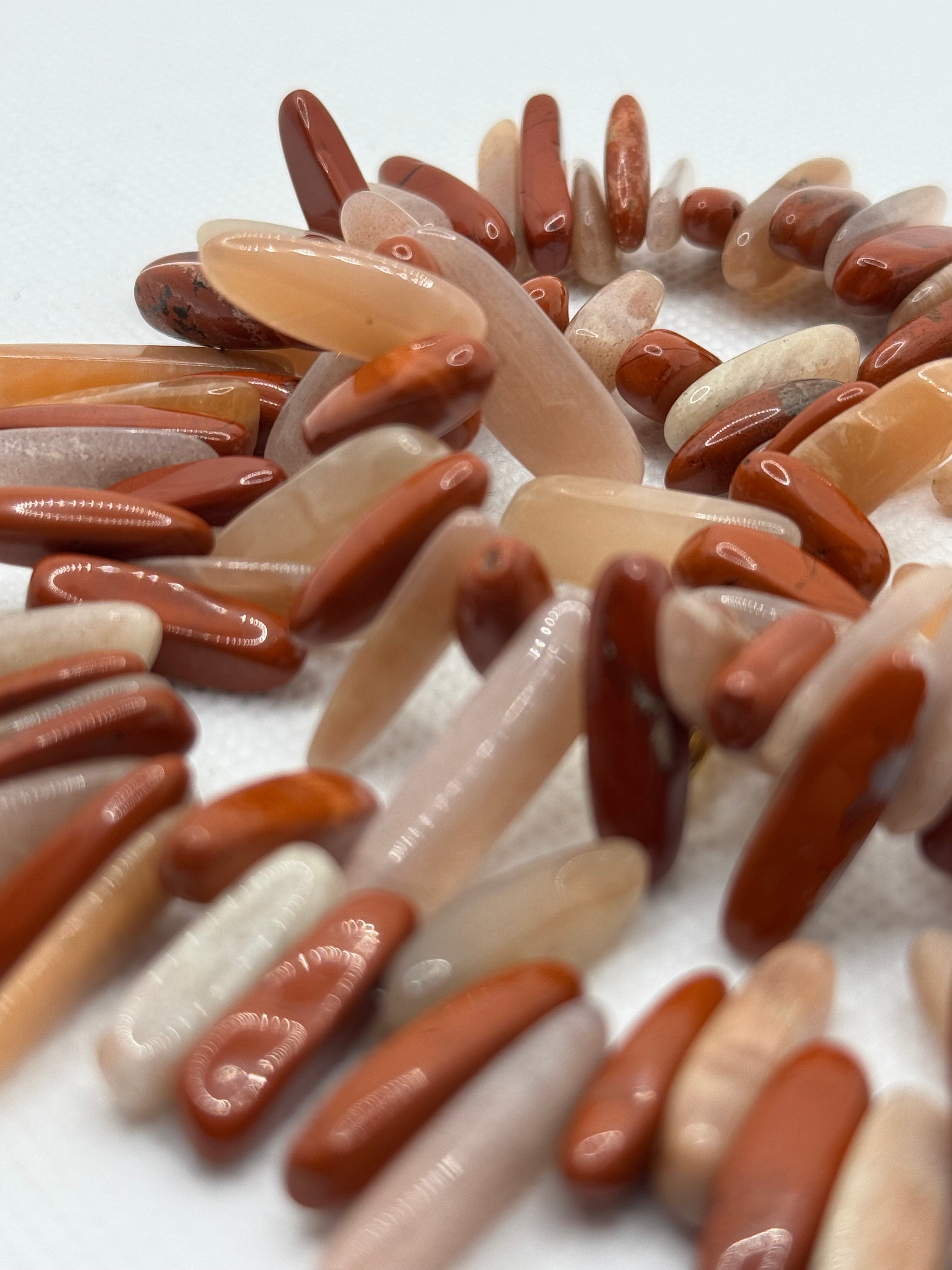 Two Tone Sunstone & Jasper Spike Necklace