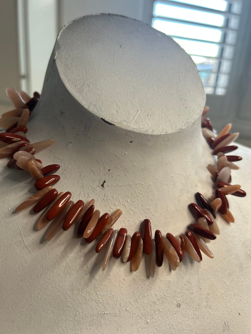 Two Tone Sunstone & Jasper Spike Necklace