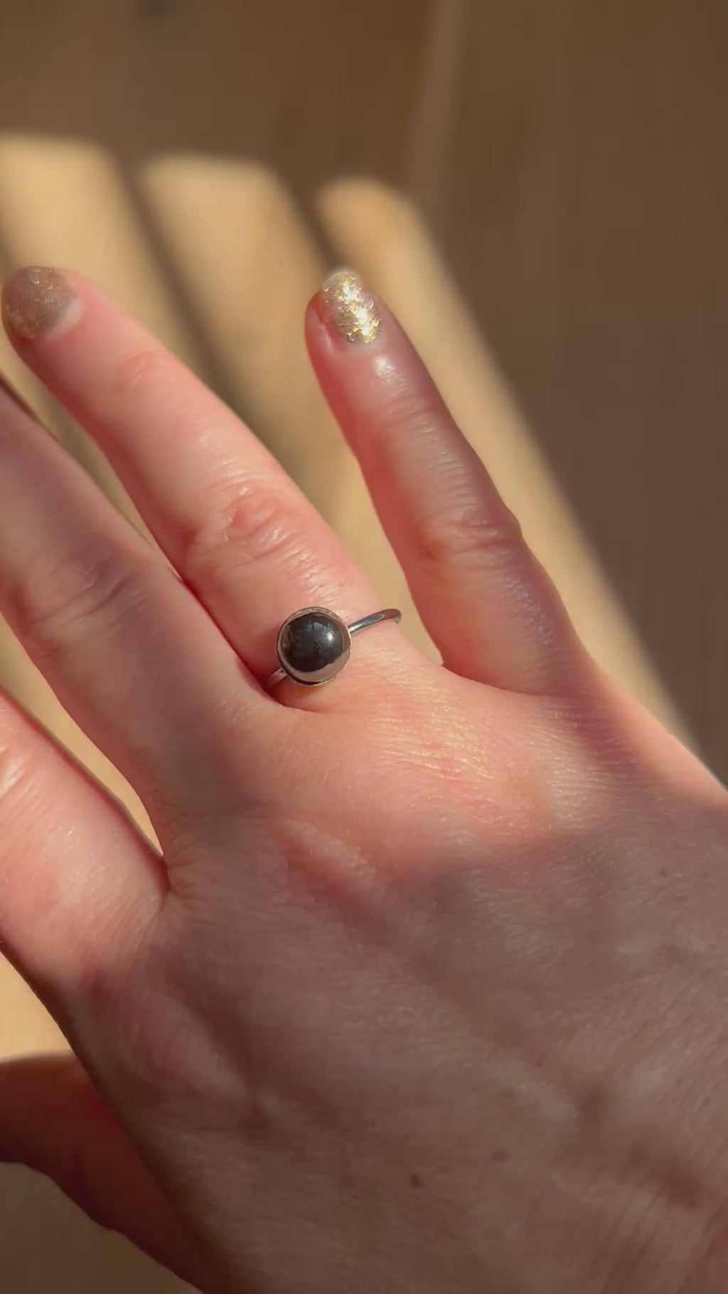Hematite on Sterling Silver & Gold Plate Ring