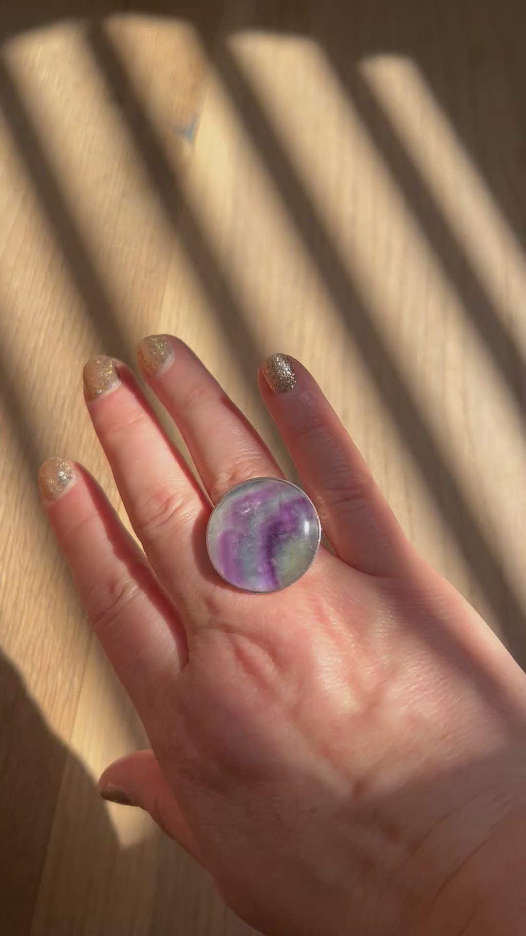 Large Fluorite on Sterling Silver Ring