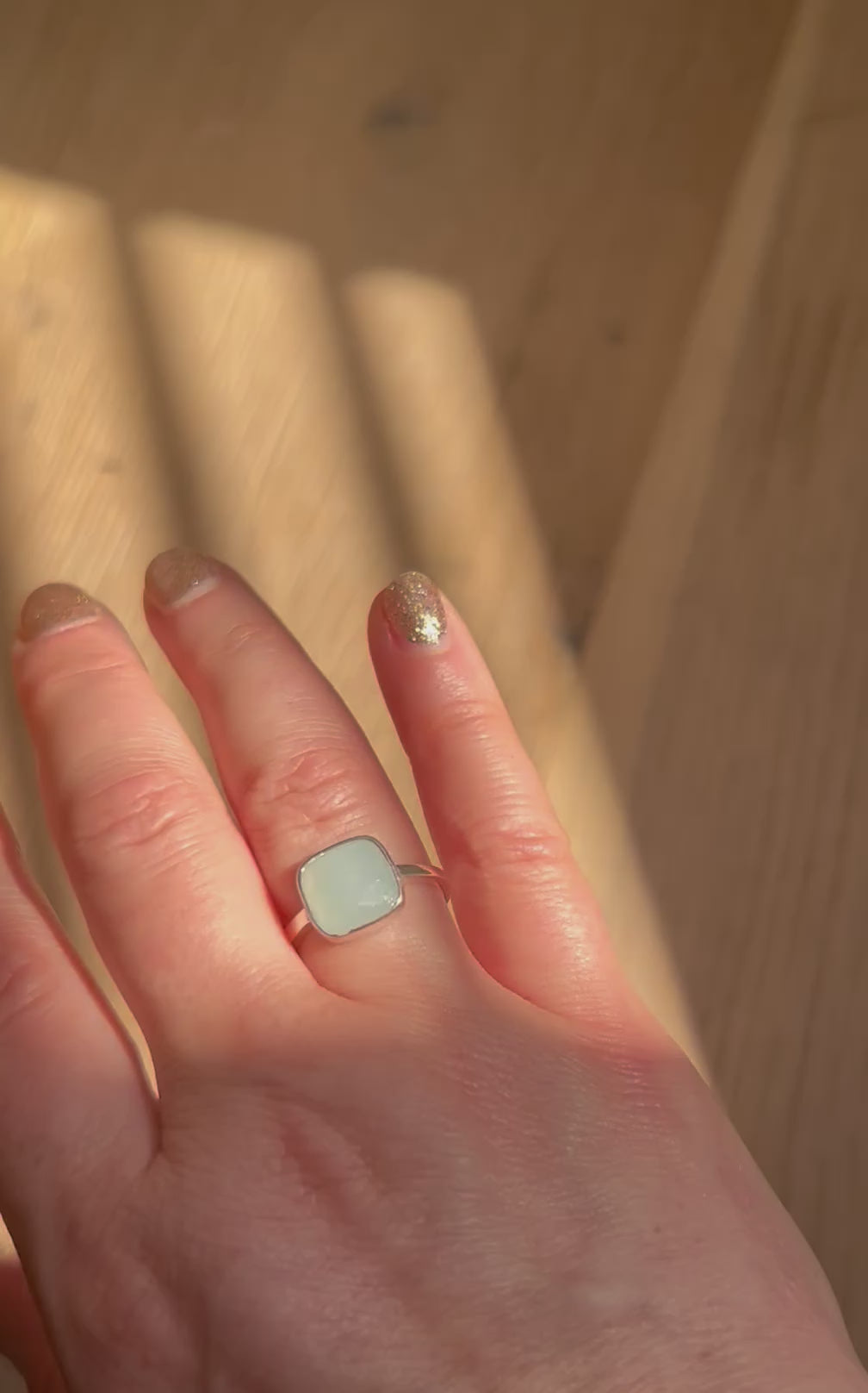 Aquamarine Square Sterling Silver Ring
