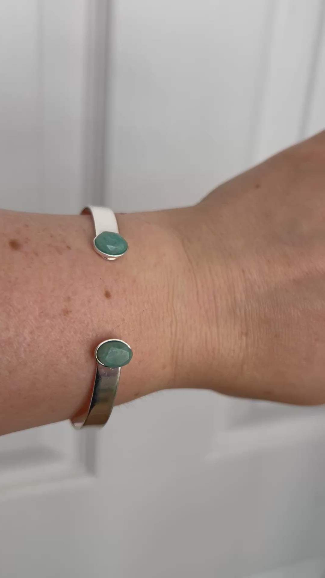 Amazonite Silver Plated Bangle
