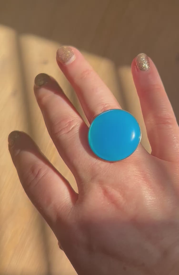Large Blue Onyx Sterling Silver Ring