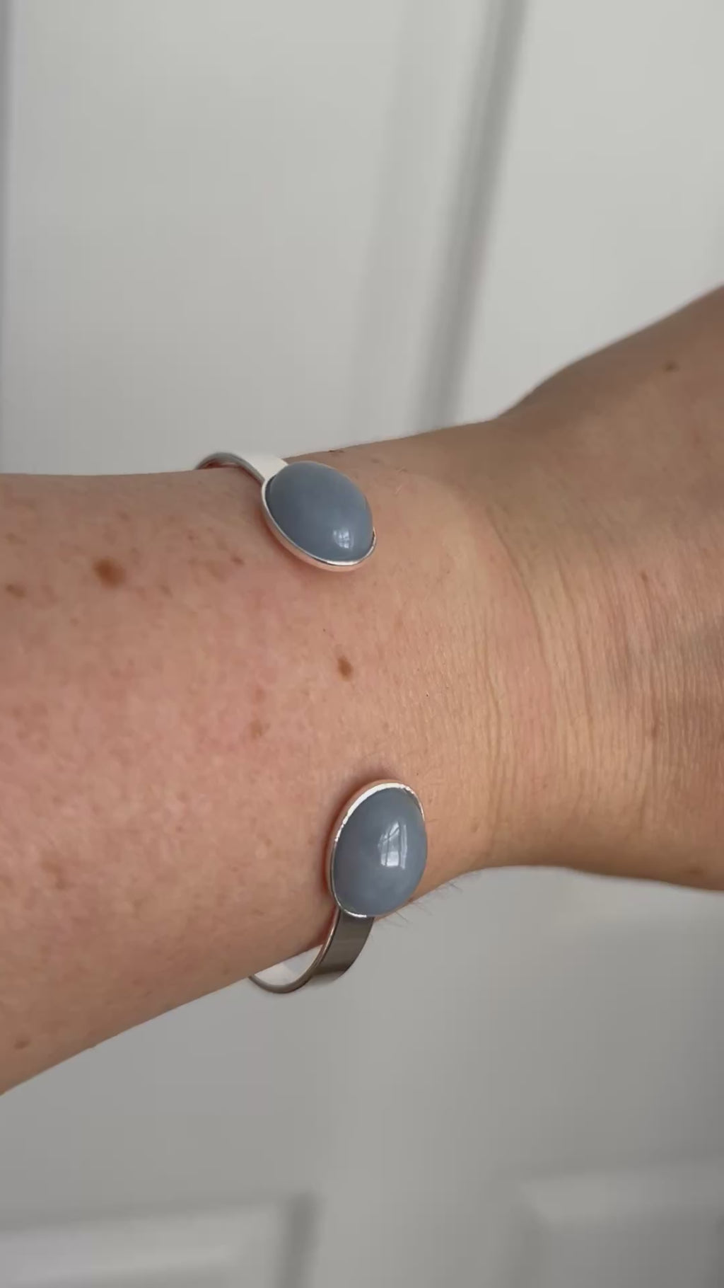 Angelite Silver Plated Bangle