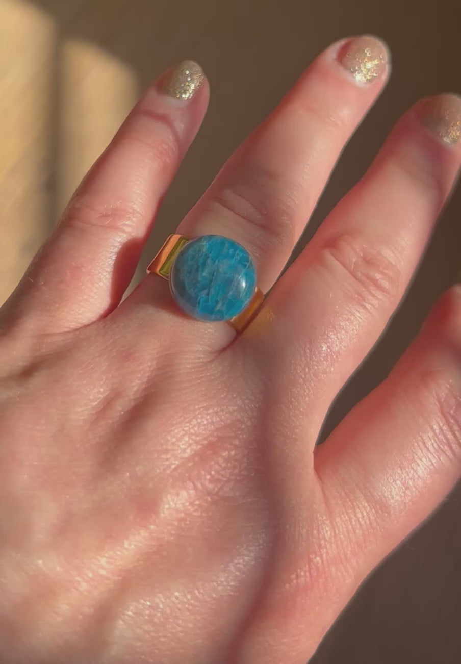 Apatite Gold Plate Ring