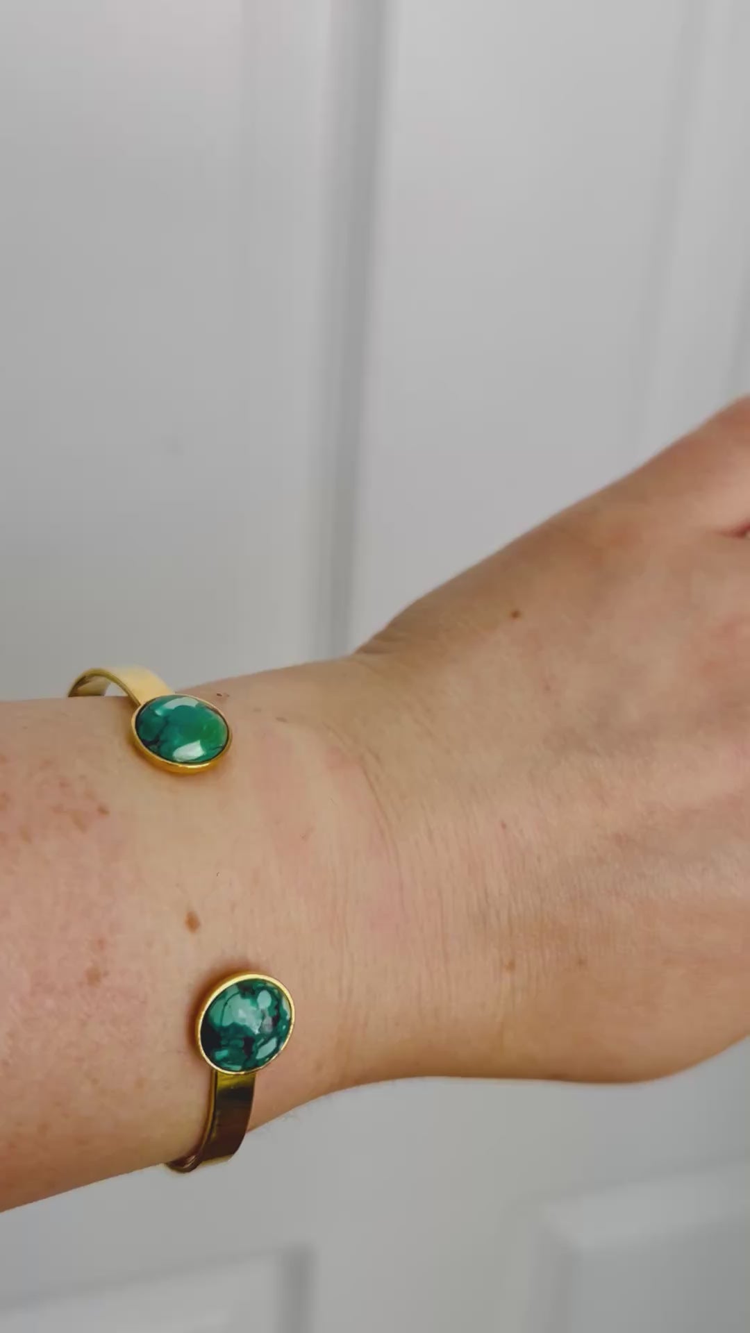 African Turquoise Gold Plated Bangle