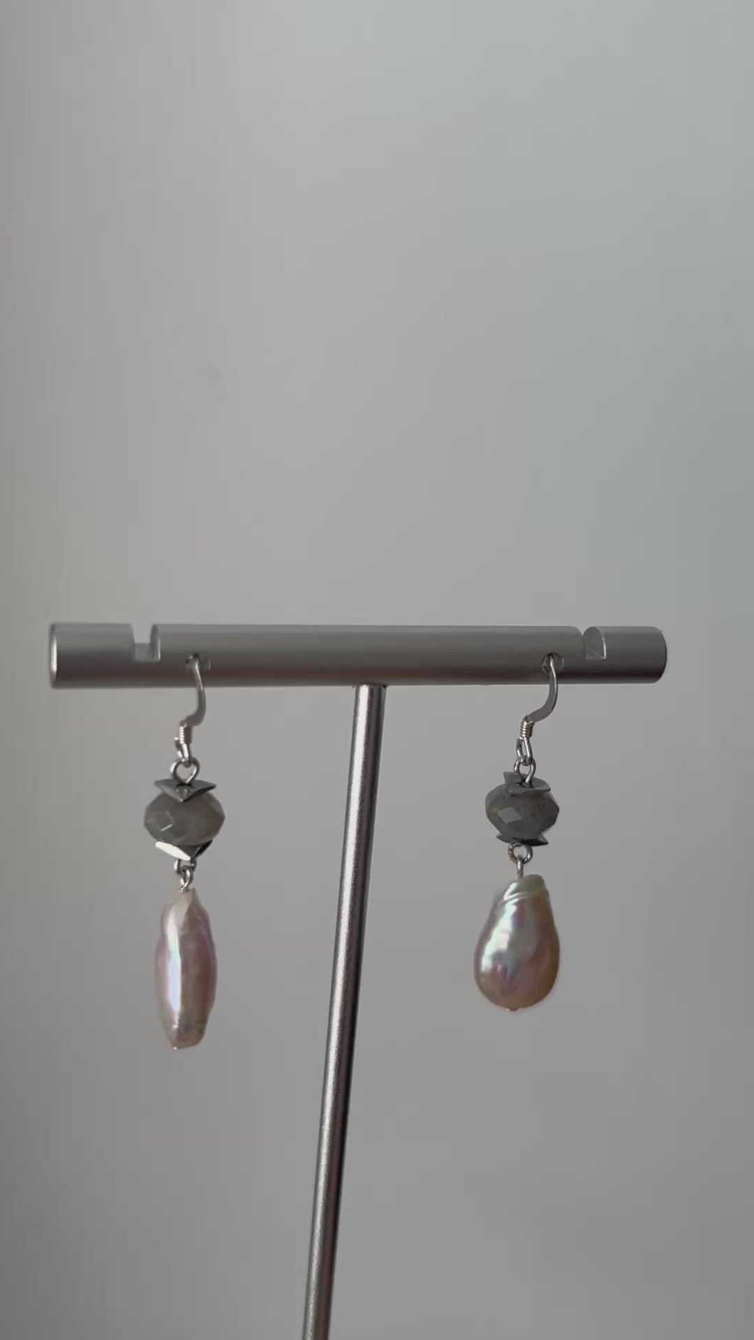 Pearl & Labradorite Sterling Silver Earrings