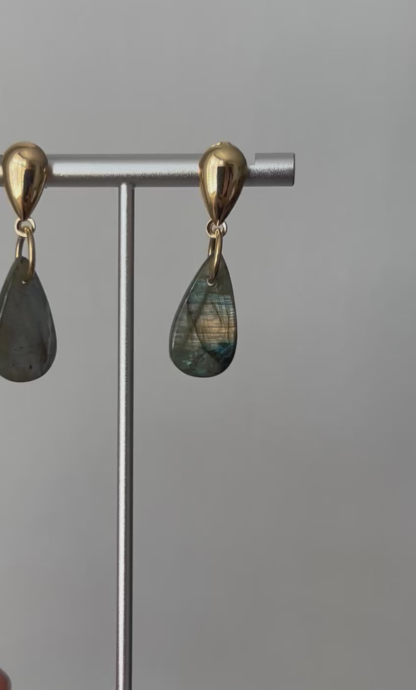 Rainbow Labradorite Teardrop Earrings