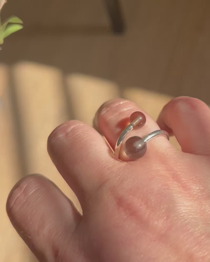 Smokey Quartz Double Sterling Silver Ring