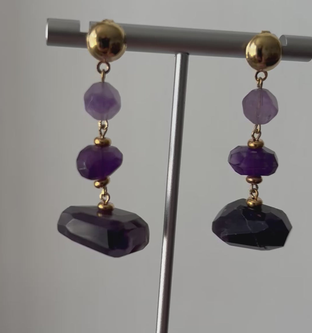 Amethyst Multi-Tier Drop Earrings