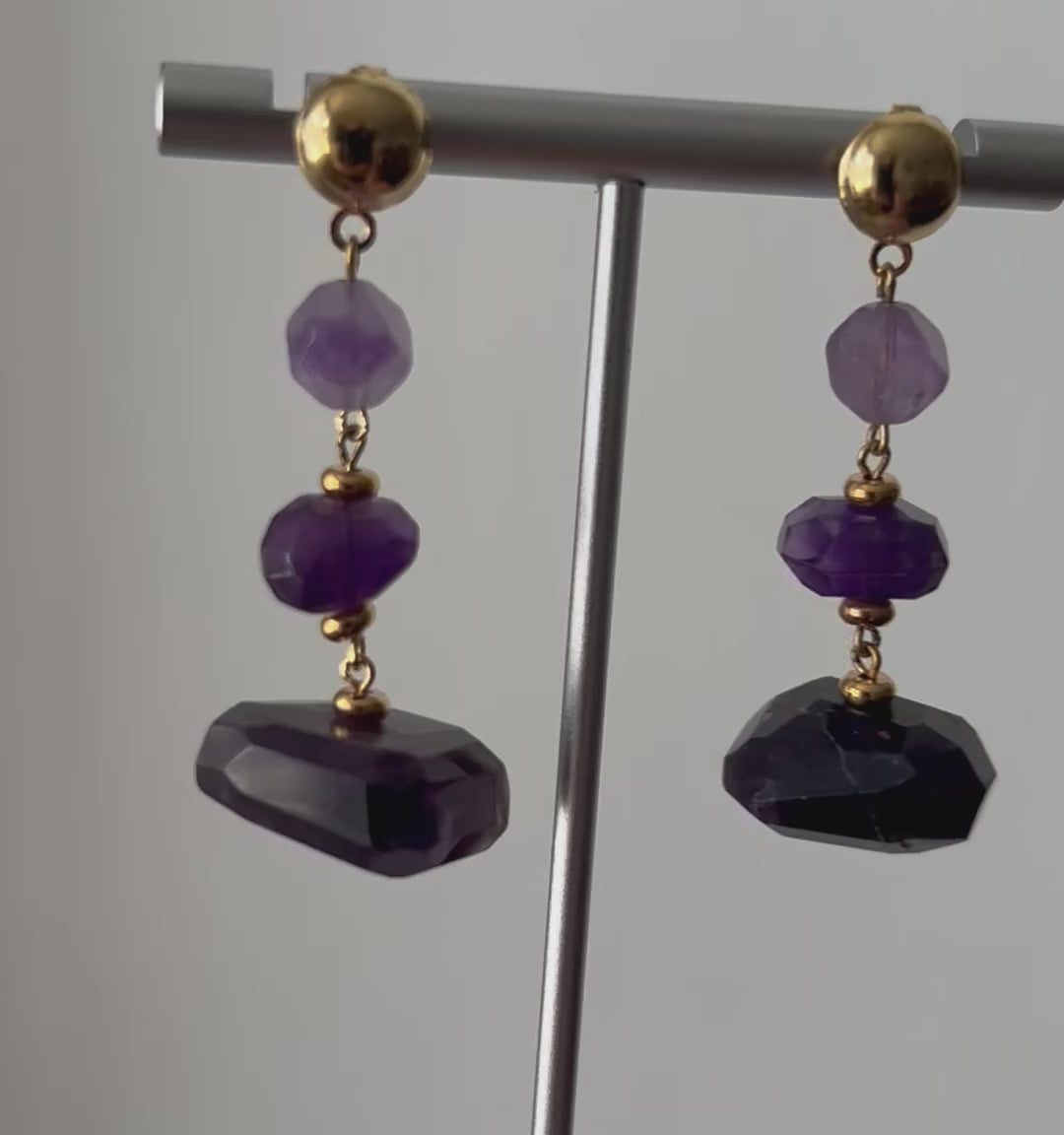 Amethyst Multi-Tier Drop Earrings