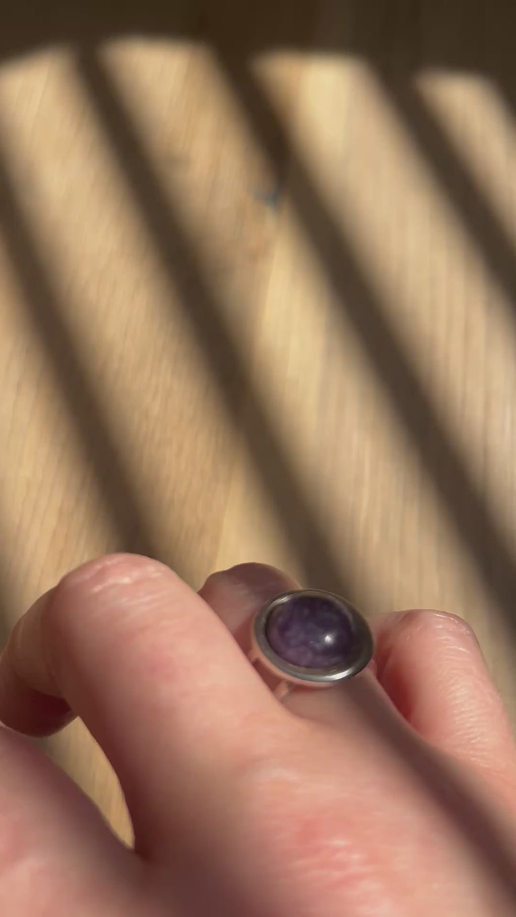 Lepidolite on Sterling Silver Ring