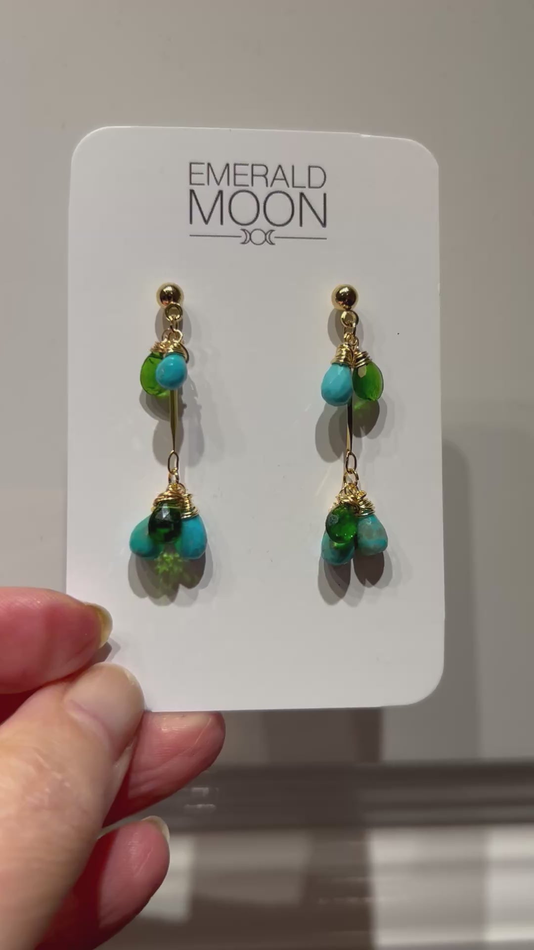 Arizona Turquoise & Diopside on Gold Plate