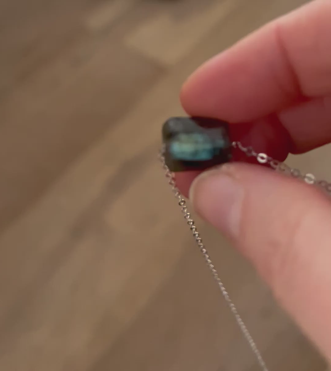 Rainbow Labradorite (11) on Sterling Silver Chain Necklace