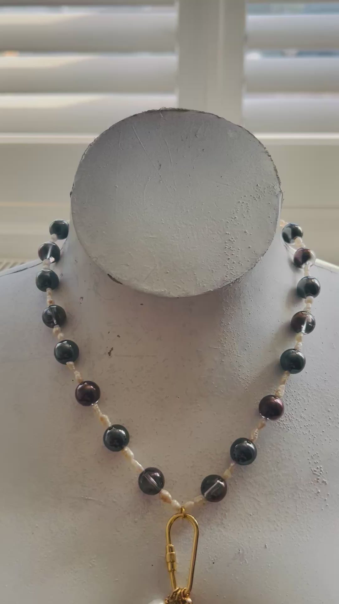 Shell, Pearl & Rock Crystal Charm Necklace