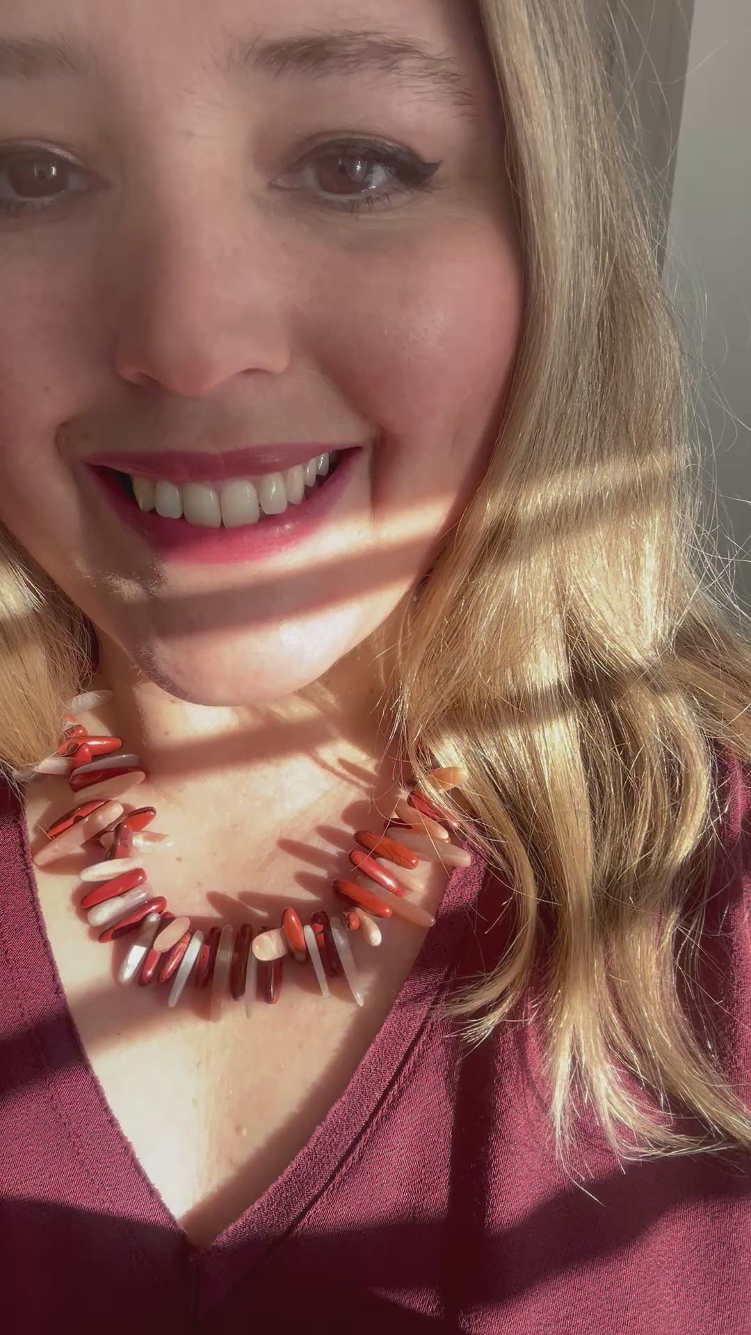Two Tone Sunstone & Jasper Spike Necklace