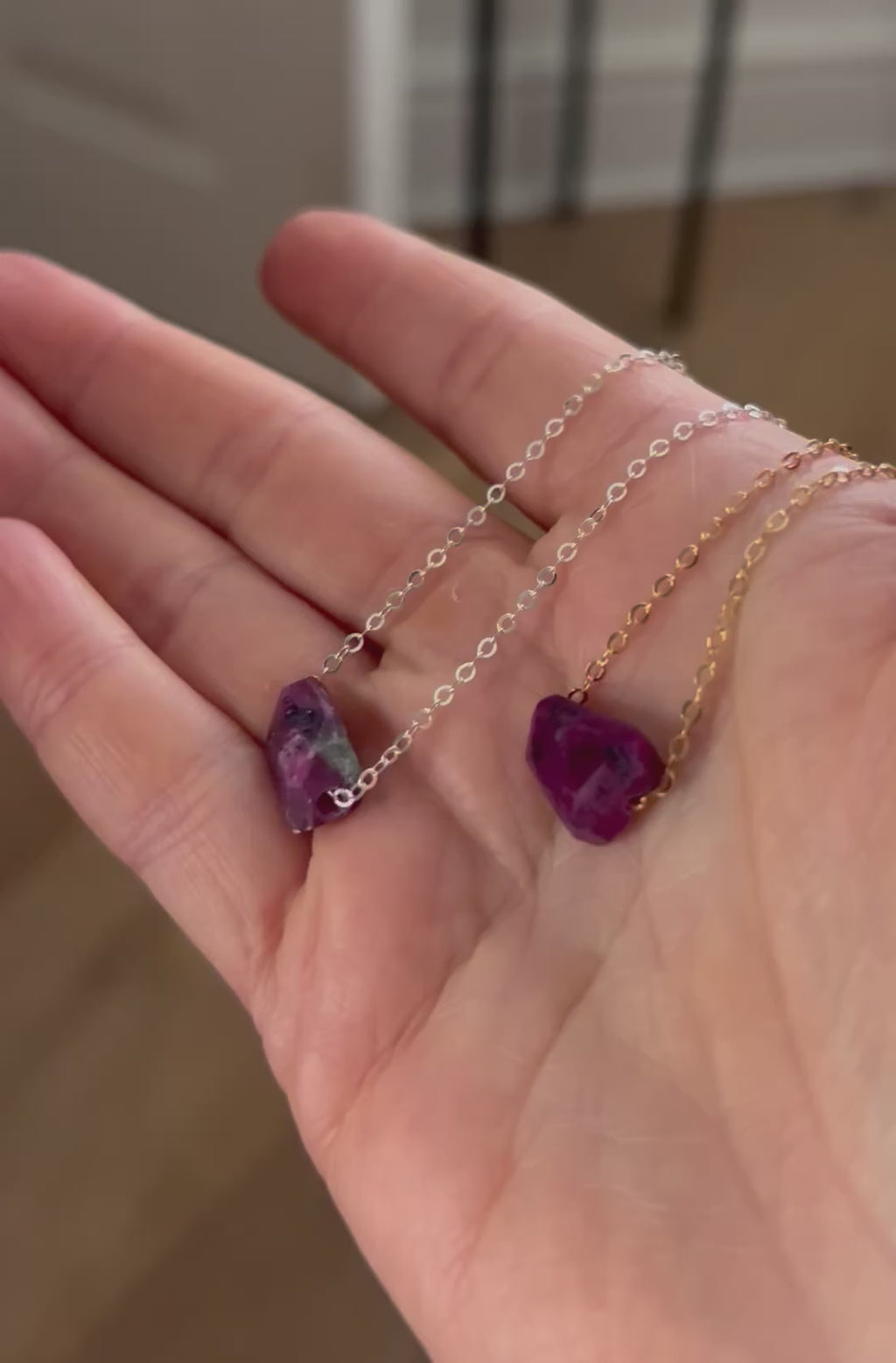 Ruby (9) on 14ct Gold Filled Chain Necklace
