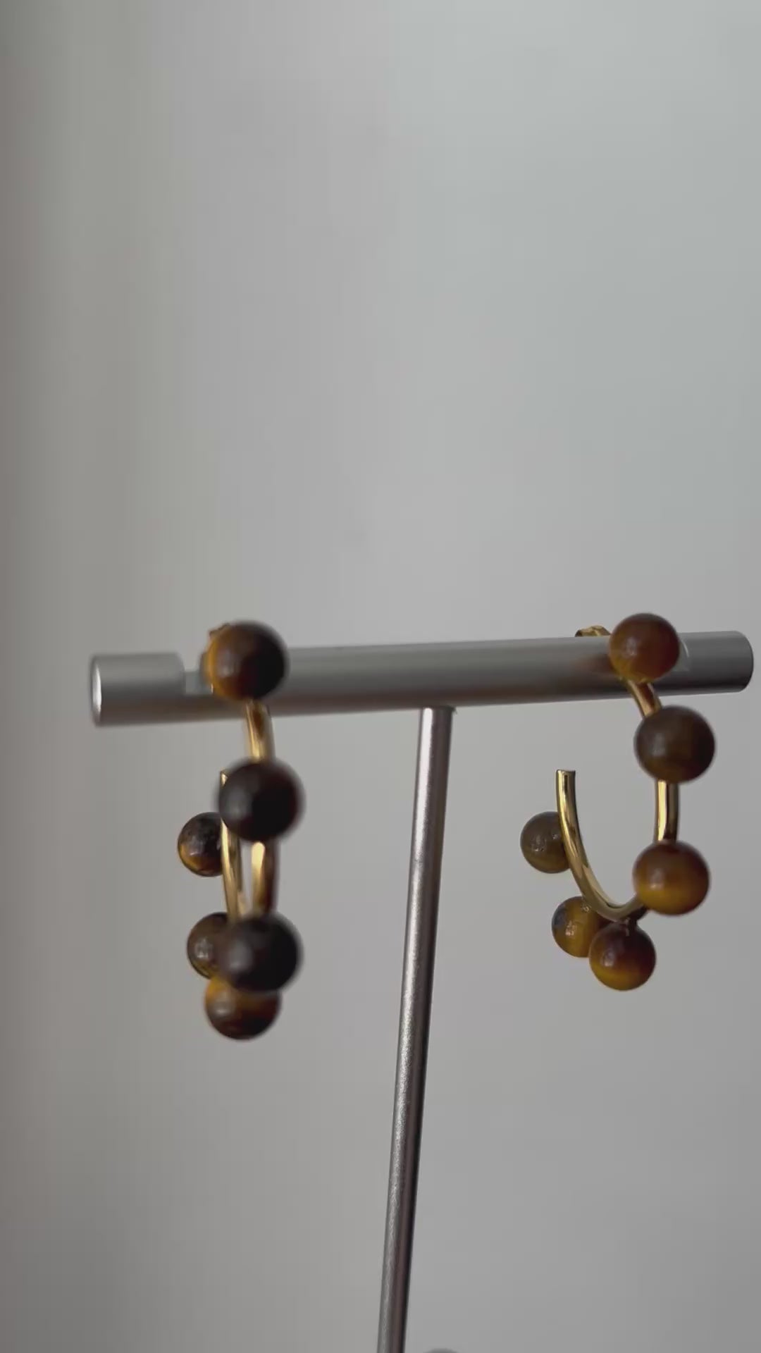 Tiger’s Eye Ball Hoop Earrings
