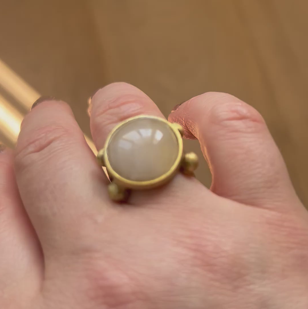 Rose Quartz on Decorative Brass Ring