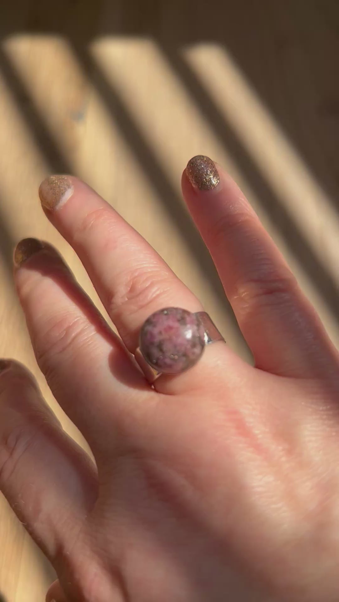 Rhodonite on Silver Plate Ring