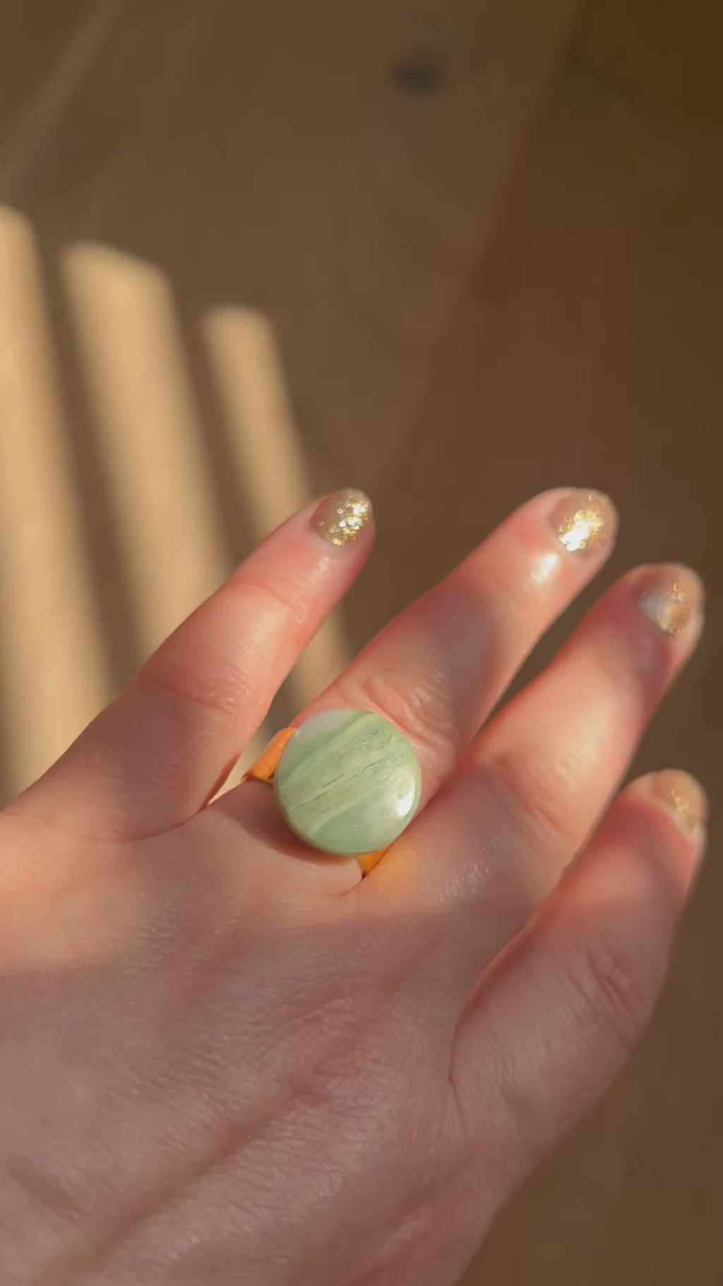 Serpentine on Gold Plate Ring