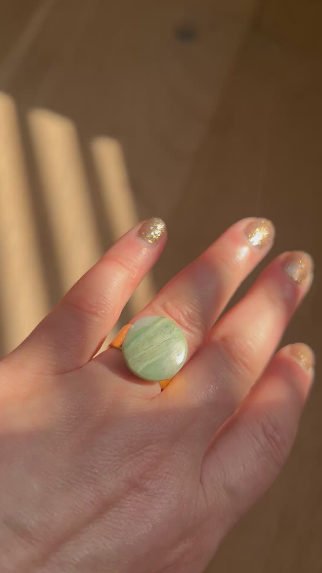 Serpentine on Gold Plate Ring
