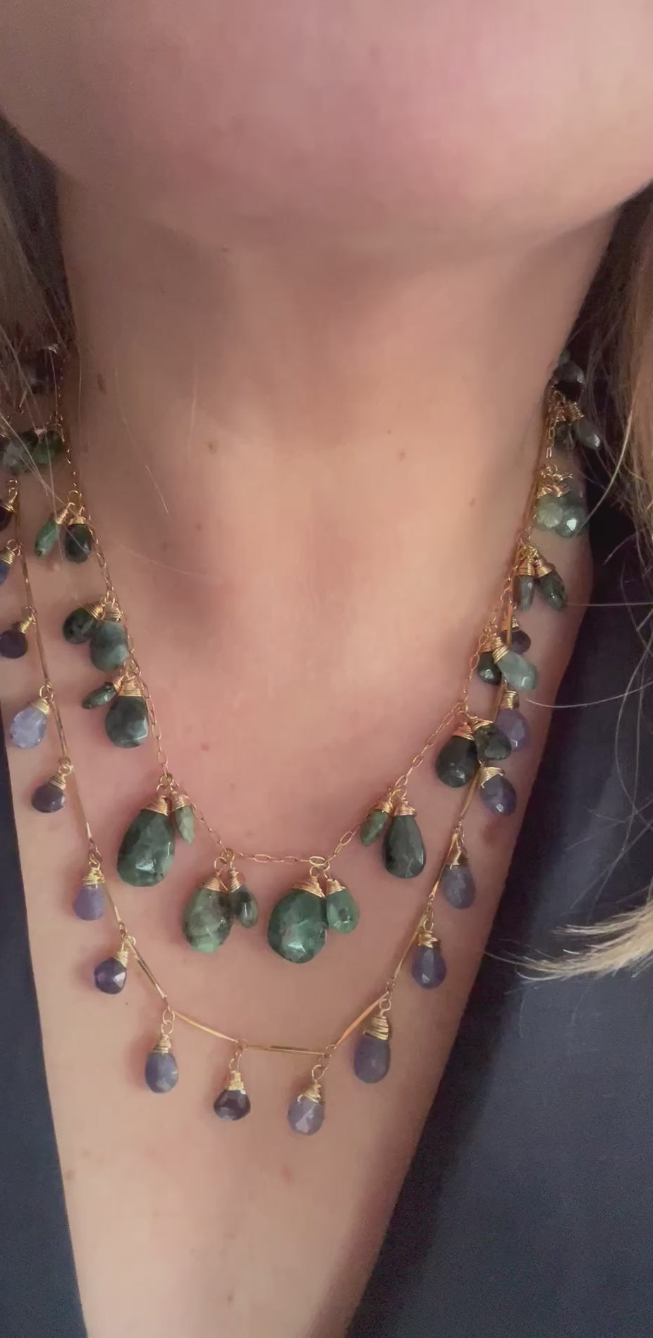 Emeralds on 14ct Gold Filled Chain