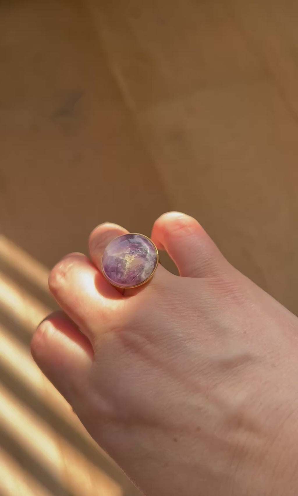 Chevron Amethyst on Gold Plate Ring