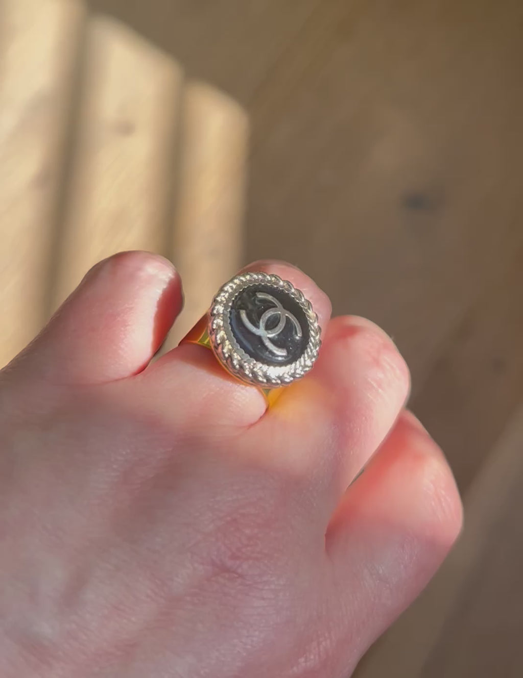 Chanel Button Ring on Gold Plate