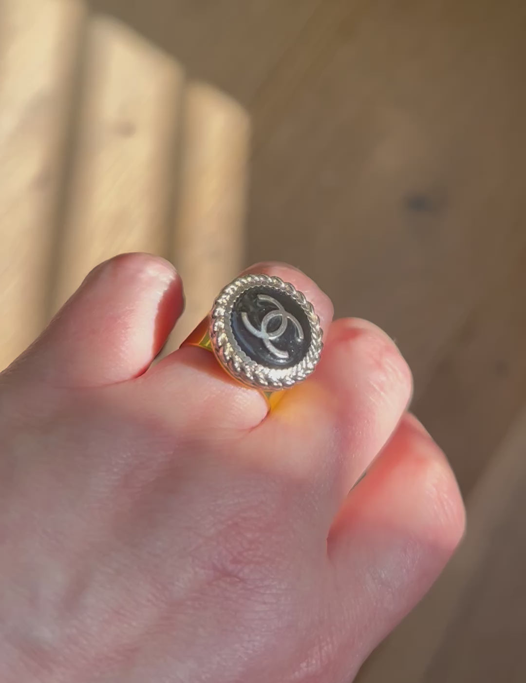 Chanel Button Ring on Gold Plate